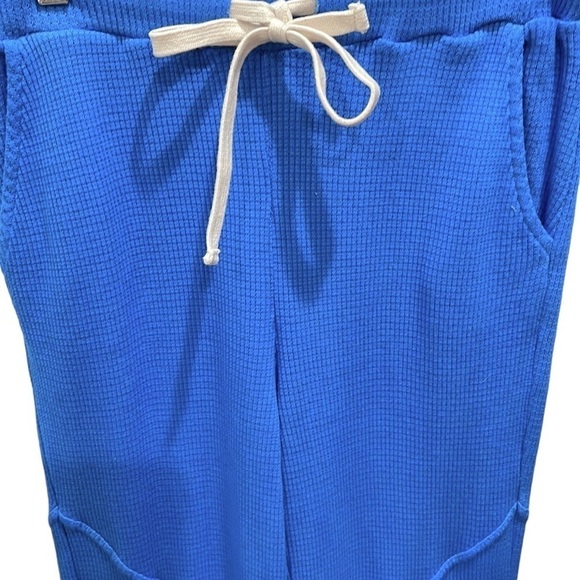 NWOT Monrow Thermal High Waisted Joggers Bright Blue SZ S - Picture 2 of 4